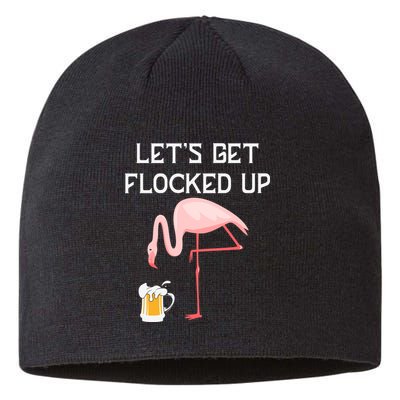 Flamingo Drinking Beer Funny Flamingo Sustainable Beanie