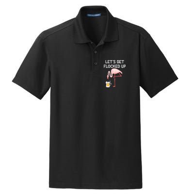 Flamingo Drinking Beer Funny Flamingo Dry Zone Grid Polo