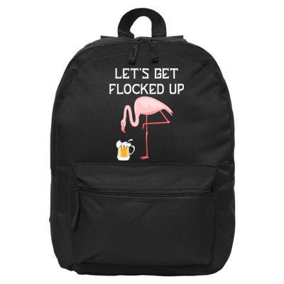 Flamingo Drinking Beer Funny Flamingo 16 in Basic Backpack