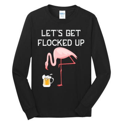 Flamingo Drinking Beer Funny Flamingo Tall Long Sleeve T-Shirt