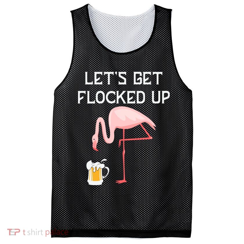 Flamingo Drinking Beer Funny Flamingo Mesh Reversible Basketball Jersey Tank