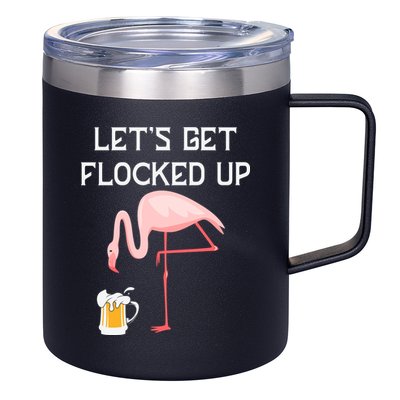 Flamingo Drinking Beer Funny Flamingo 12oz Stainless Steel Coffee Mug