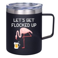 Flamingo Drinking Beer Funny Flamingo 12oz Stainless Steel Coffee Mug