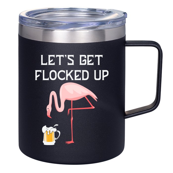 Flamingo Drinking Beer Funny Flamingo 12oz Stainless Steel Coffee Mug