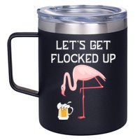 Flamingo Drinking Beer Funny Flamingo 12oz Stainless Steel Coffee Mug