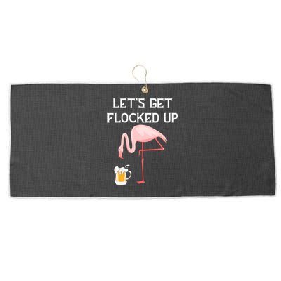 Flamingo Drinking Beer Funny Flamingo Large Microfiber Waffle Golf Towel