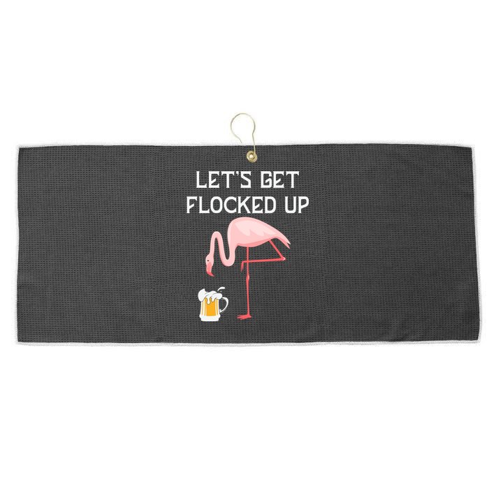 Flamingo Drinking Beer Funny Flamingo Large Microfiber Waffle Golf Towel