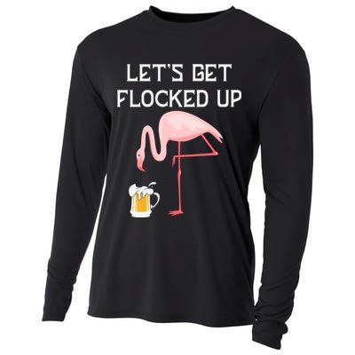 Flamingo Drinking Beer Funny Flamingo Cooling Performance Long Sleeve Crew