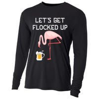 Flamingo Drinking Beer Funny Flamingo Cooling Performance Long Sleeve Crew
