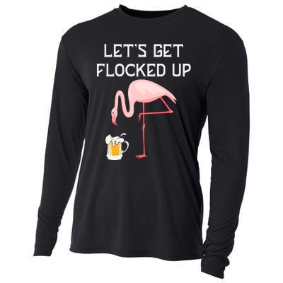 Flamingo Drinking Beer Funny Flamingo Cooling Performance Long Sleeve Crew