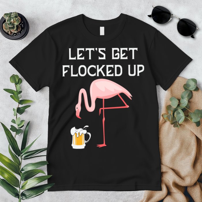Flamingo Drinking Beer Funny Flamingo Premium T-Shirt