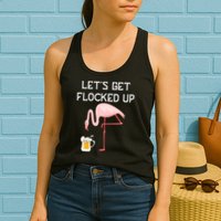 Flamingo Drinking Beer Funny Flamingo Womens Tank Top