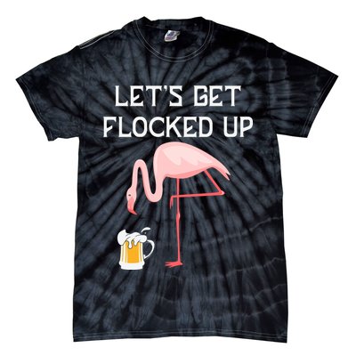 Flamingo Drinking Beer Funny Flamingo Tie-Dye T-Shirt
