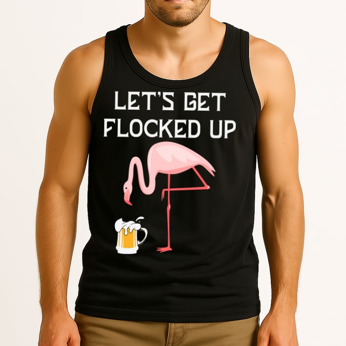 Flamingo Drinking Beer Funny Flamingo Tank Top