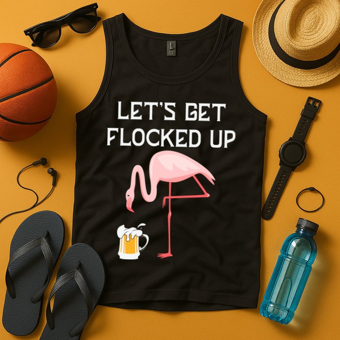 Flamingo Drinking Beer Funny Flamingo Tank Top