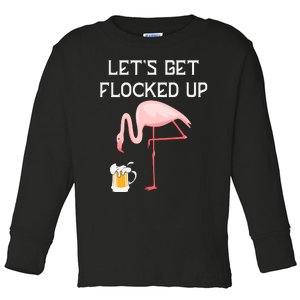 Flamingo Drinking Beer Funny Flamingo Toddler Long Sleeve Shirt