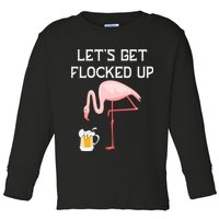 Flamingo Drinking Beer Funny Flamingo Toddler Long Sleeve Shirt