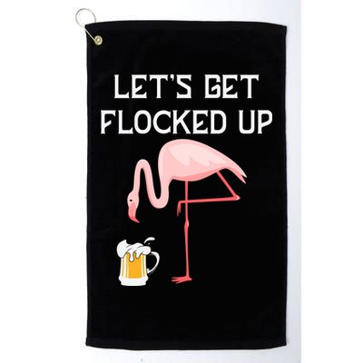 Flamingo Drinking Beer Funny Flamingo Golf Towel