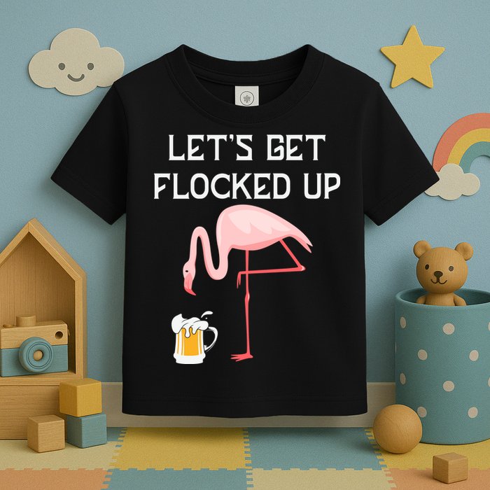 Flamingo Drinking Beer Funny Flamingo Toddler T-Shirt