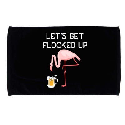 Flamingo Drinking Beer Funny Flamingo Microfiber Hand Towel