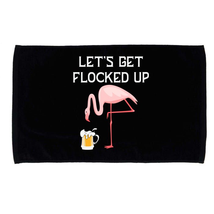 Flamingo Drinking Beer Funny Flamingo Microfiber Hand Towel