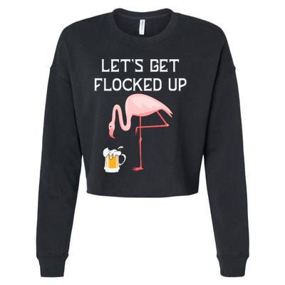 Flamingo Drinking Beer Funny Flamingo Cropped Pullover Crew