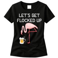 Flamingo Drinking Beer Funny Flamingo Womens T-Shirt