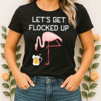 Flamingo Drinking Beer Funny Flamingo Womens T-Shirt