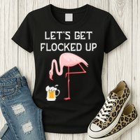 Flamingo Drinking Beer Funny Flamingo Womens T-Shirt