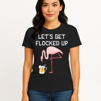 Flamingo Drinking Beer Funny Flamingo Womens T-Shirt