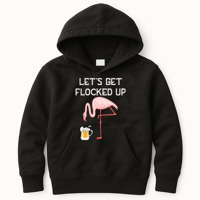 Flamingo Drinking Beer Funny Flamingo Kids Hoodie