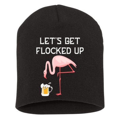Flamingo Drinking Beer Funny Flamingo Short Acrylic Beanie