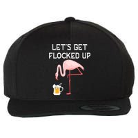 Flamingo Drinking Beer Funny Flamingo Wool Snapback Cap