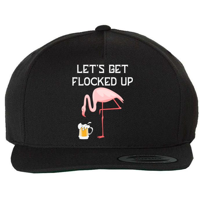 Flamingo Drinking Beer Funny Flamingo Wool Snapback Cap