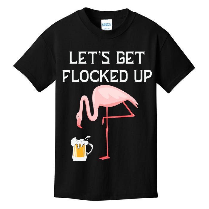 Flamingo Drinking Beer Funny Flamingo Kids T-Shirt