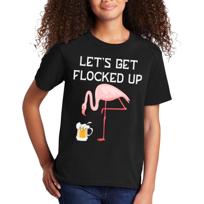 Flamingo Drinking Beer Funny Flamingo Kids T-Shirt