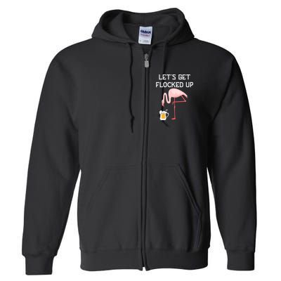 Flamingo Drinking Beer Funny Flamingo Full Zip Hoodie