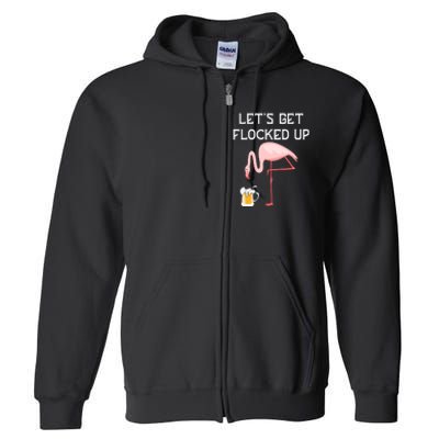 Flamingo Drinking Beer Funny Flamingo Full Zip Hoodie