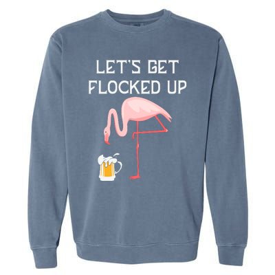 Flamingo Drinking Beer Funny Flamingo Garment-Dyed Sweatshirt