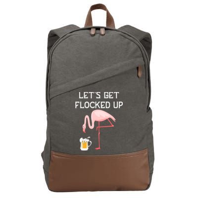 Flamingo Drinking Beer Funny Flamingo Cotton Canvas Backpack