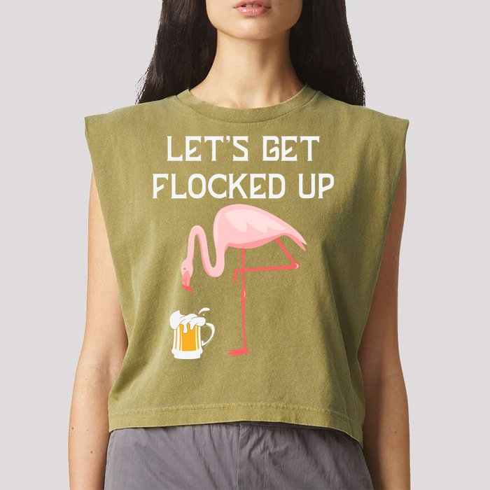 Flamingo Drinking Beer Funny Flamingo Garment-Dyed Women's Muscle Tee