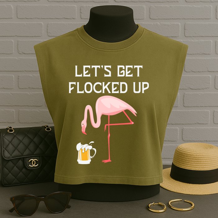 Flamingo Drinking Beer Funny Flamingo Garment-Dyed Women's Muscle Tee