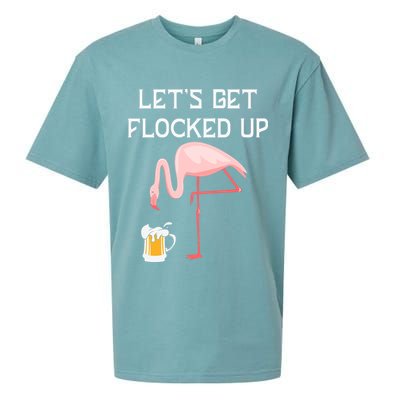 Flamingo Drinking Beer Funny Flamingo Sueded Cloud Jersey T-Shirt