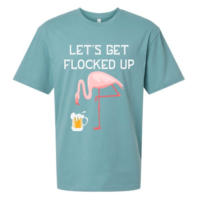 Flamingo Drinking Beer Funny Flamingo Sueded Cloud Jersey T-Shirt