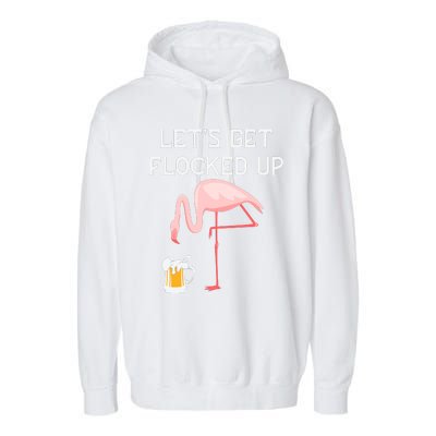 Flamingo Drinking Beer Funny Flamingo Garment-Dyed Fleece Hoodie