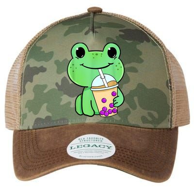 Frog Drinking Bubble Tea Legacy Tie Dye Trucker Hat