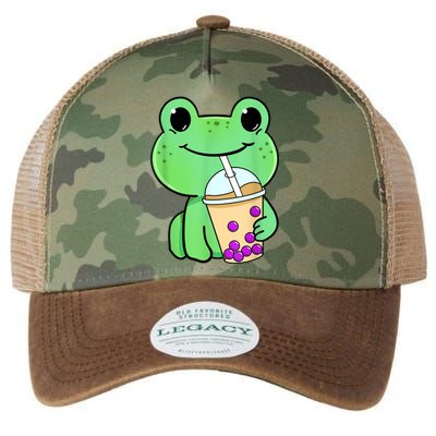 Frog Drinking Bubble Tea Legacy Tie Dye Trucker Hat