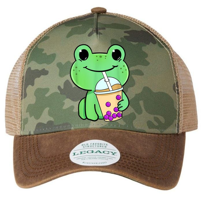 Frog Drinking Bubble Tea Legacy Tie Dye Trucker Hat