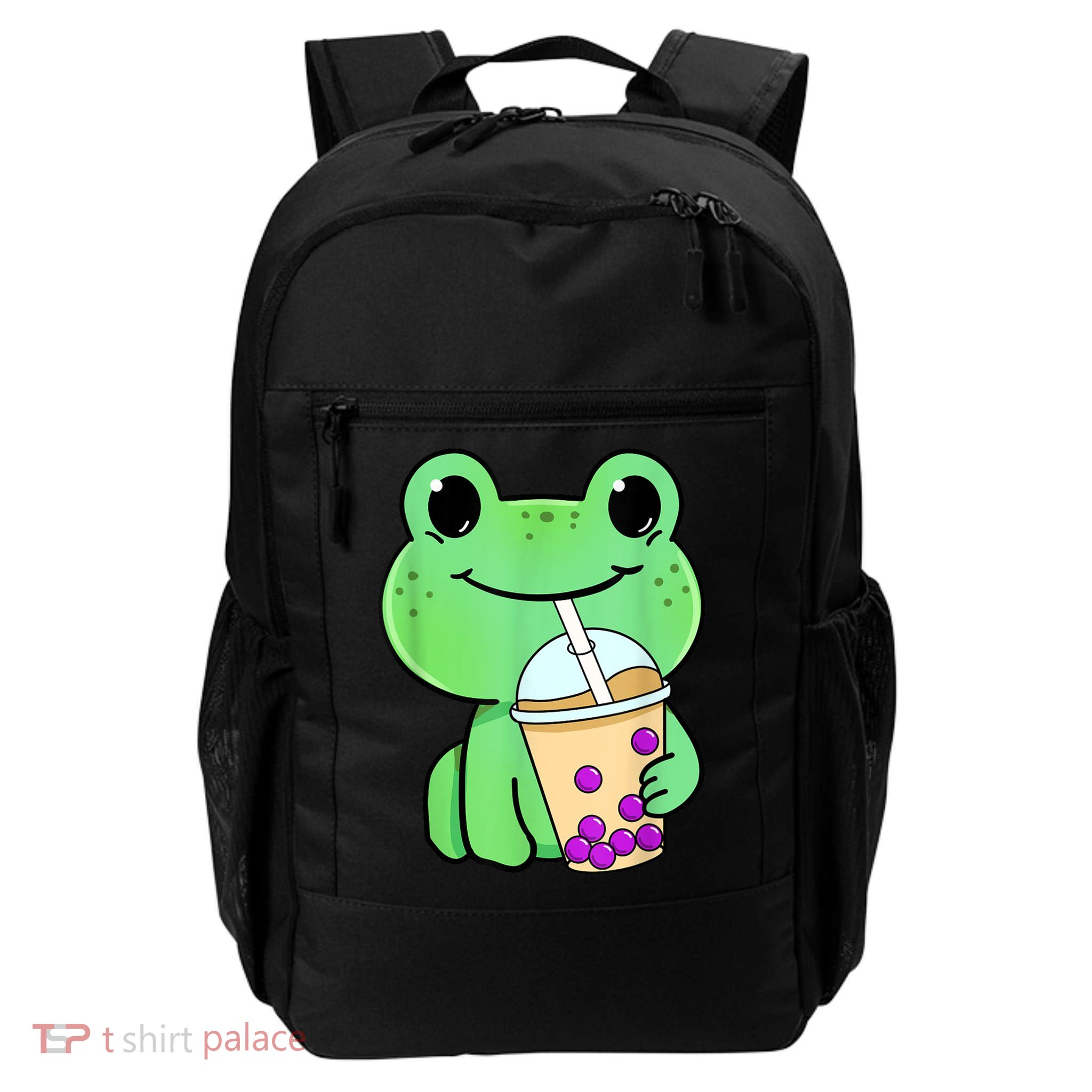 Frog Drinking Bubble Tea Daily Commute Backpack