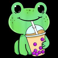 Frog Drinking Bubble Tea Pom Pom 12in Knit Beanie